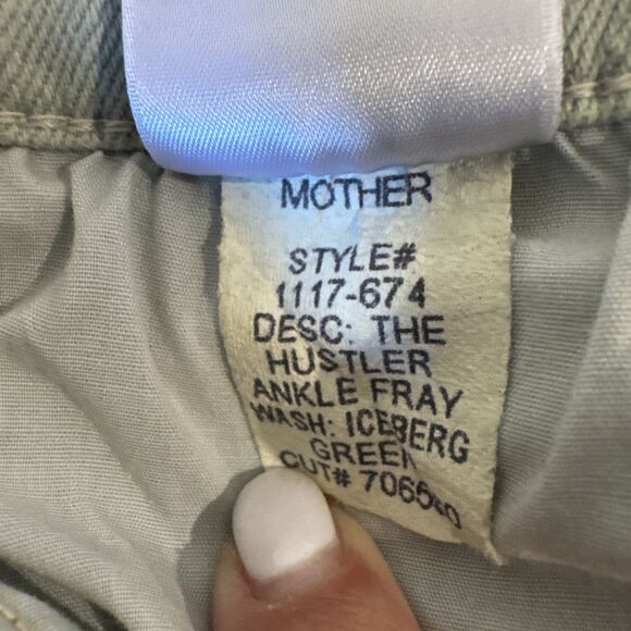 Mother The Hustler Ankle Fray Size 33 Second Chance Green Stretchy Boot Cut - Picture 10 of 14